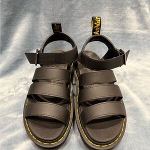 Dr. Martens Black Sandals with Yellow Stitching